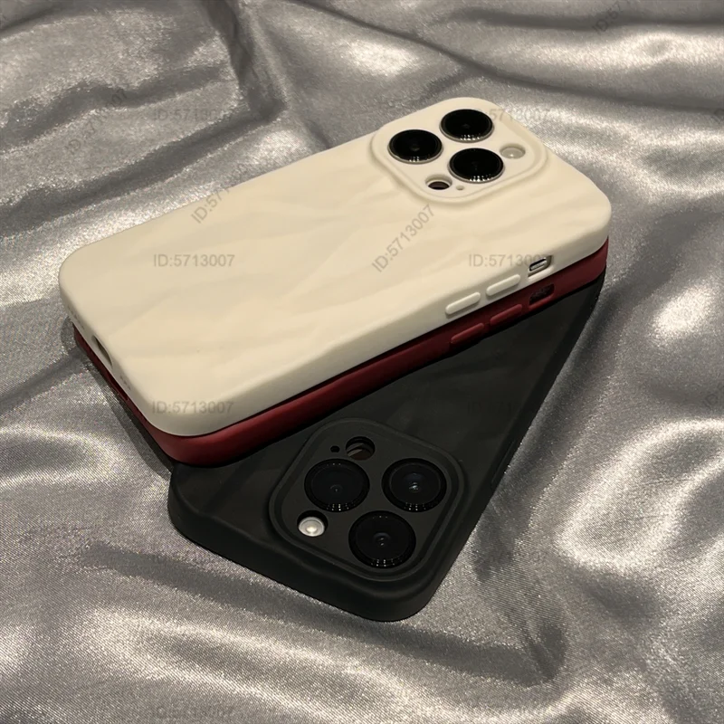 Fashion Silicone Fold Wrinkle Phone Case for iPhone 14 13 12 11 15 Pro Max Soft Cases Shockproof Bumper Cover Phone Accessories
