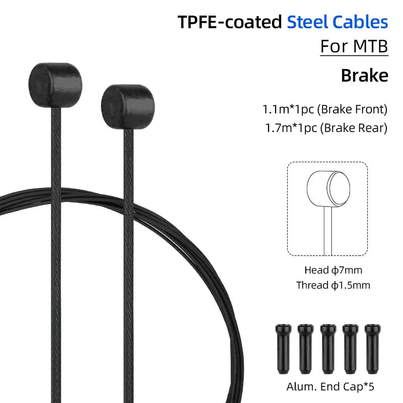 Bicycle PTFE Coated Stainless Steel Core Wire MTB Road Bicycle Zinc Coated Carbon Steel Wire W/ Cap Universal Shift Line DIY Kit