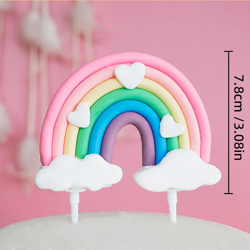 9 pcs unicorn rainbow cake topper unicorn with rainbow clouds stars Happy birthday cake decorations for girls one year old party