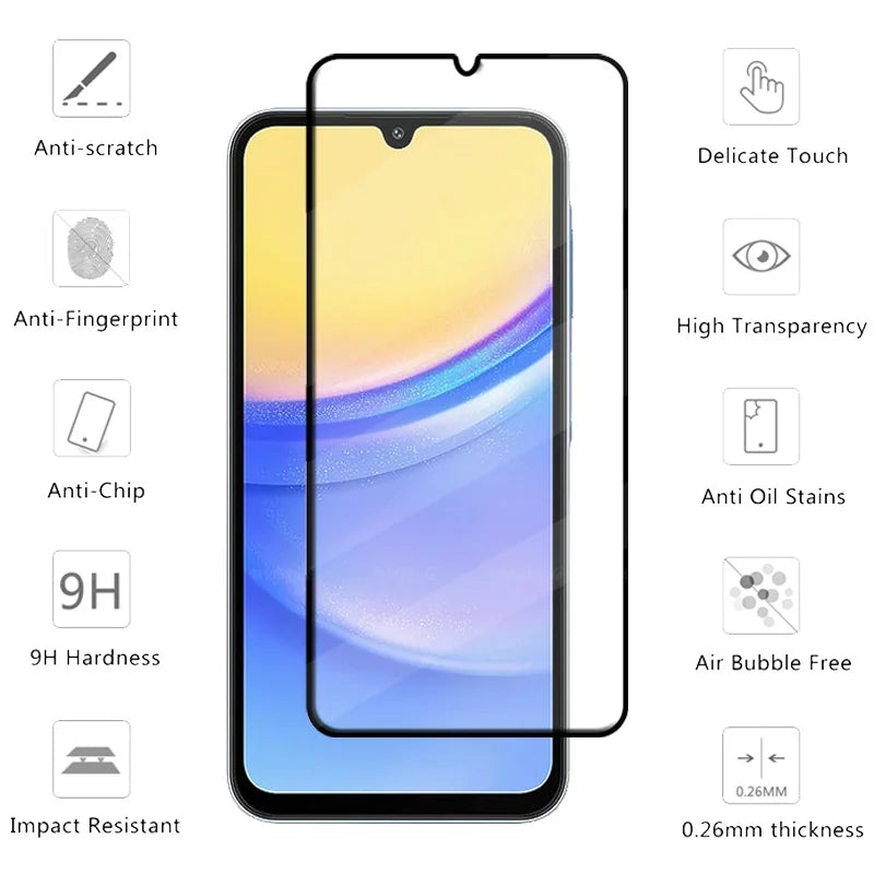 4PCS Full Cover Glass For Samsung A16 Glass Samsung Galaxy A16 Tempered Glass HD 9H Cover For Screen Protector Samsung A16 A 16