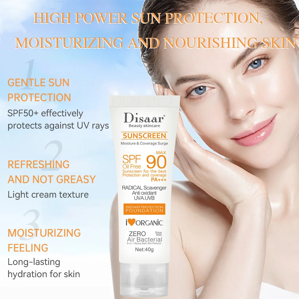 Disaar Facial Sunscreen Cream SPF 90 Body Protector Solar Lotion Original Facial Body Moisturizing UV Protection Sun Sunblock