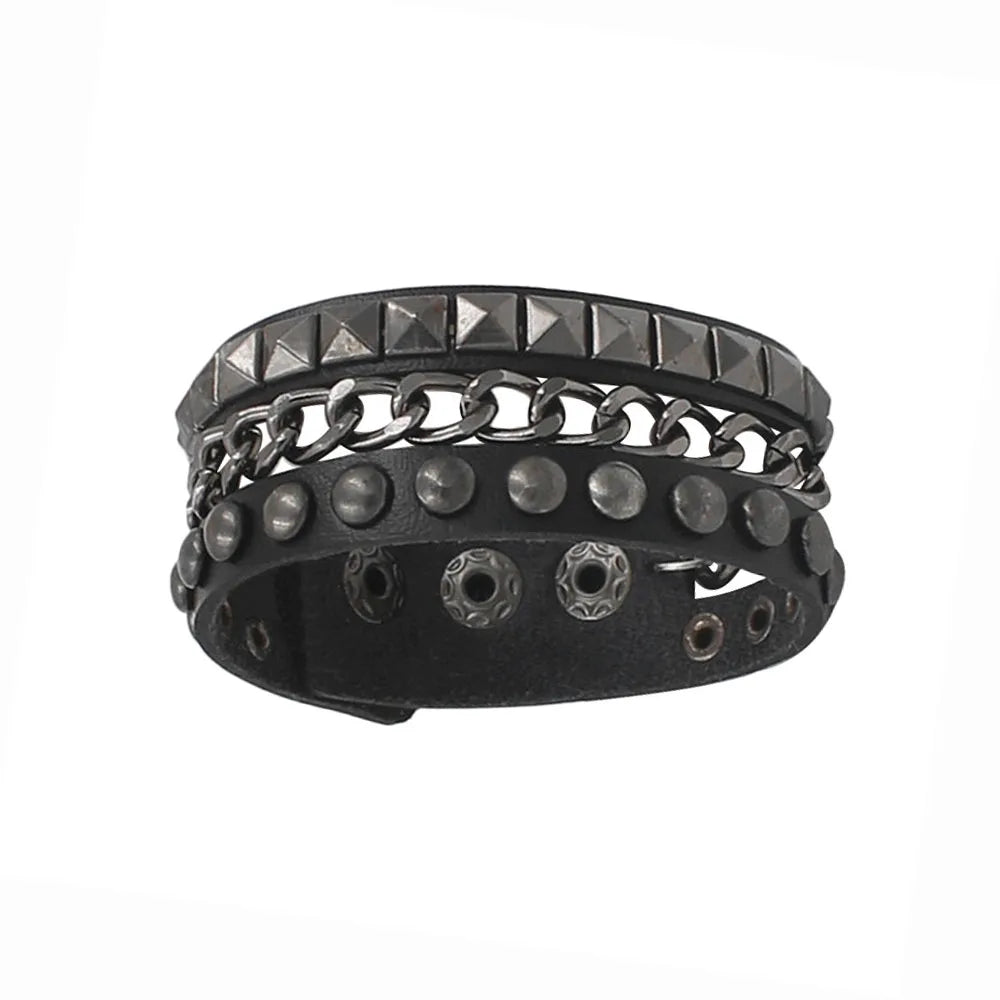 Punk Rivet Star PU Leather Bracelet For Women Men Hip Hop Gothic Dark Girl Rock Jewelry Pendant Love Chain Hip Hop Accessories
