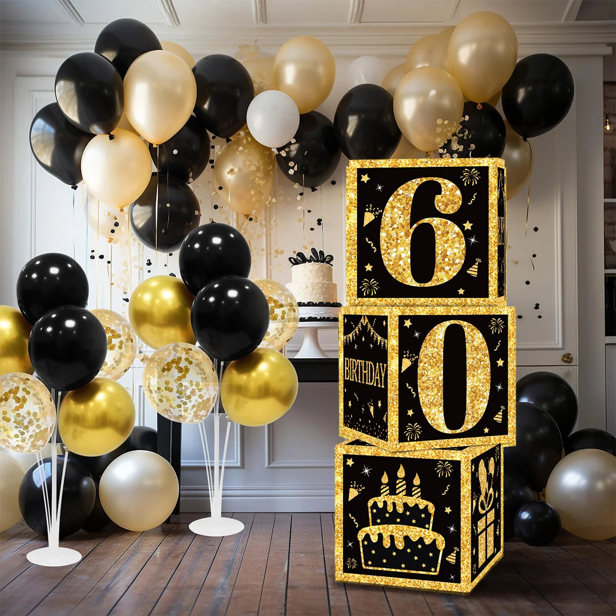 Gold Black Birthday Number Paper Boxes 18 30 40 50 60 70 75 80 Year Old Birthday Party Decoration Adult Birthday Party Supplies