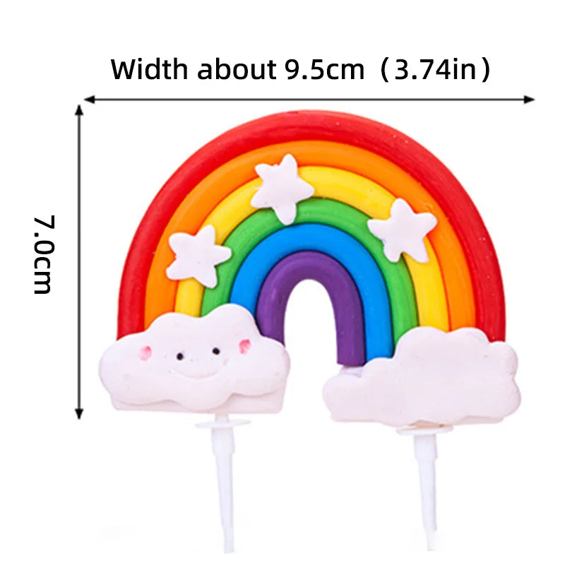 9 pcs unicorn rainbow cake topper unicorn with rainbow clouds stars Happy birthday cake decorations for girls one year old party