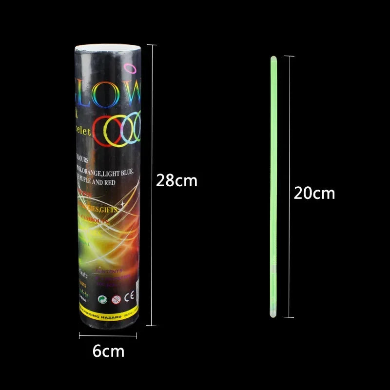 100pcs Party Fluorescence Prop Wedding Party Light Glow Sticks Bracelets Necklaces Live House Concert Bright Colorful Glow Stick