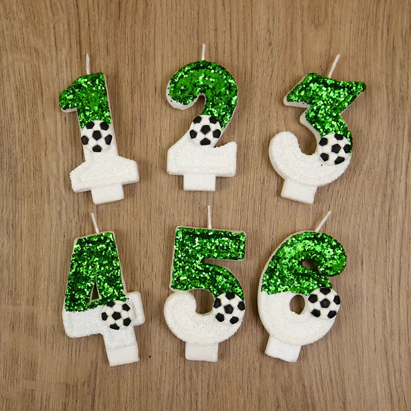 0-9 Number Soccer Cake Candles Kids Sports Theme Football Birthday Party Decoration Favors Cupcake Topper Cake Decor Supplies