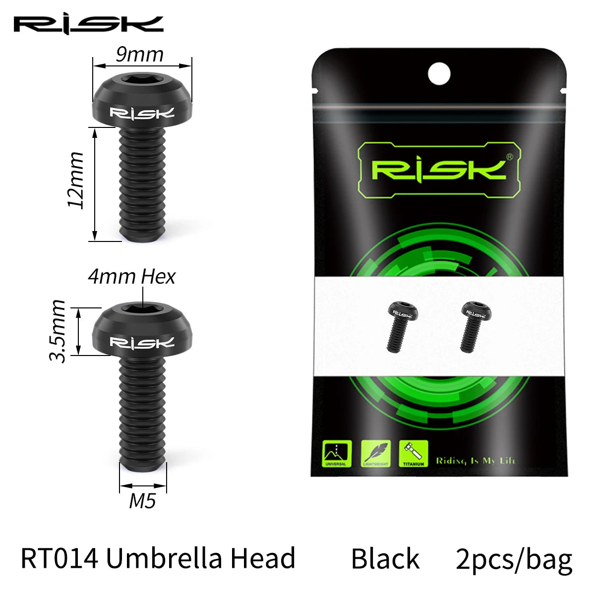 Risk M5x12mm Bike Water Bottle Cage Fixing Bolts Titanium Alloy MTB Road Bicycle Bottle Holder Screws Air Pump Fixed Bolts