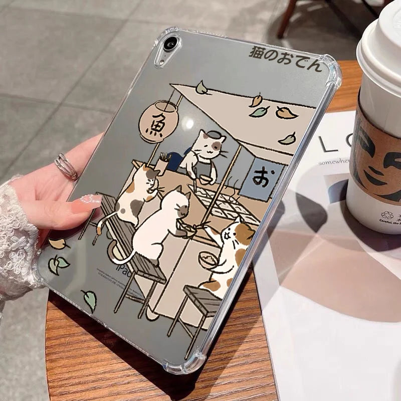 For Samsung Galaxy Tab S9 S8 S7 S10 Plus FE 12.4 inch Tab A8 10.5 SM A7 S6 Lite P610 10.4 A9 Case Leisure Cats Soft Tablet Cover