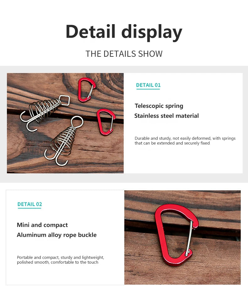 Outdoor Camping Octopus Rope Buckle Camping Deck Nail Stainless Steel Fixed Tent Rope Buckle Wooden Hook Spring Wind Rope