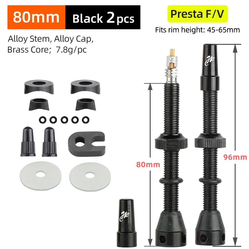 Bicycle F/V Tubeless Valve 44 60 80mm W/Tool Optional For Gravel Bike Aluminum alloy Pole Brass Core Presta Valve Cycling Parts