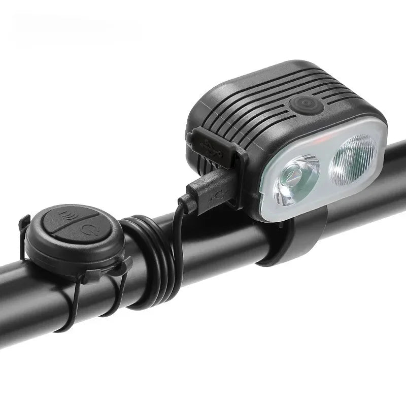 Bicycle Headlight Horn 2-In-1 Bike Near And Far Light 2/4 Lamp Beaded Wire Control Bell Horn Mountain Bike Accessory