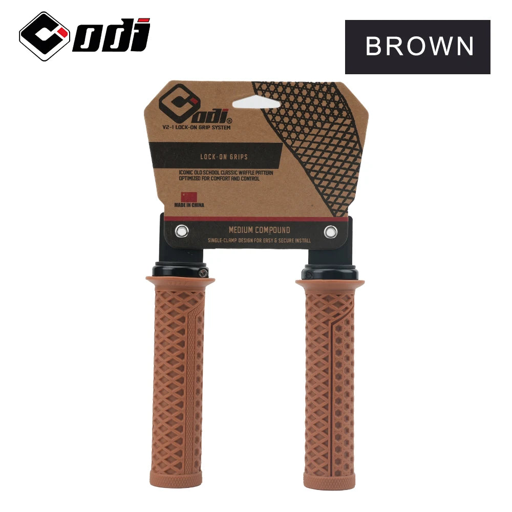 ODI VS-21 MTB Handlebar Grips Silicone Lock-On Bicycle Cover Updated Waffle Pattern Anti-slip Shock Absorption Handle Parts