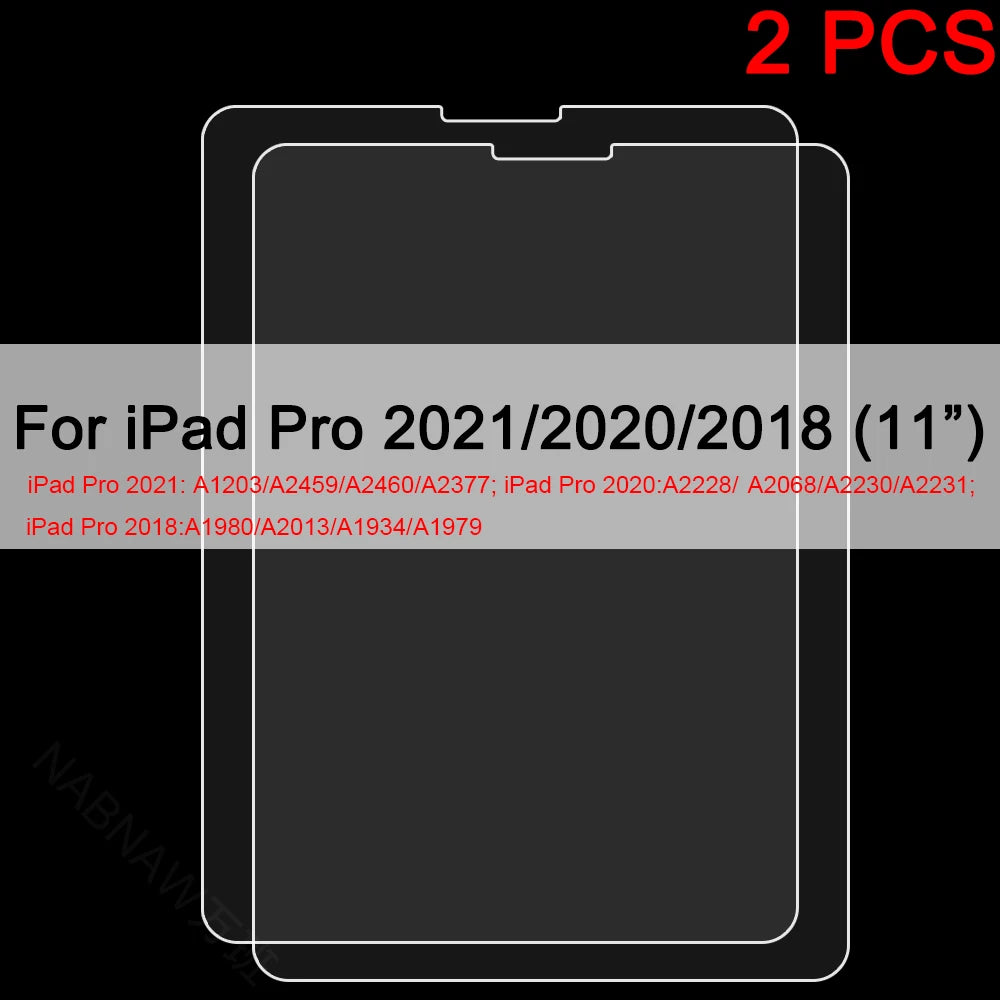 2PCS Tempered Glass Screen Protector for iPad 9 8 7 6 10 Air 5 4 3 2 Mini iPad 10.2 9.7 10. 5 10.9 11 New iPad Pro 2022 2021 20