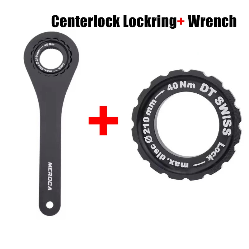 Bicycle Centerlock Lockring and Spacer Bike Center Lock Cover Wrench for 6 Bolt Disc Brake Rotor Wheelset Hub Aluminium Alloy
