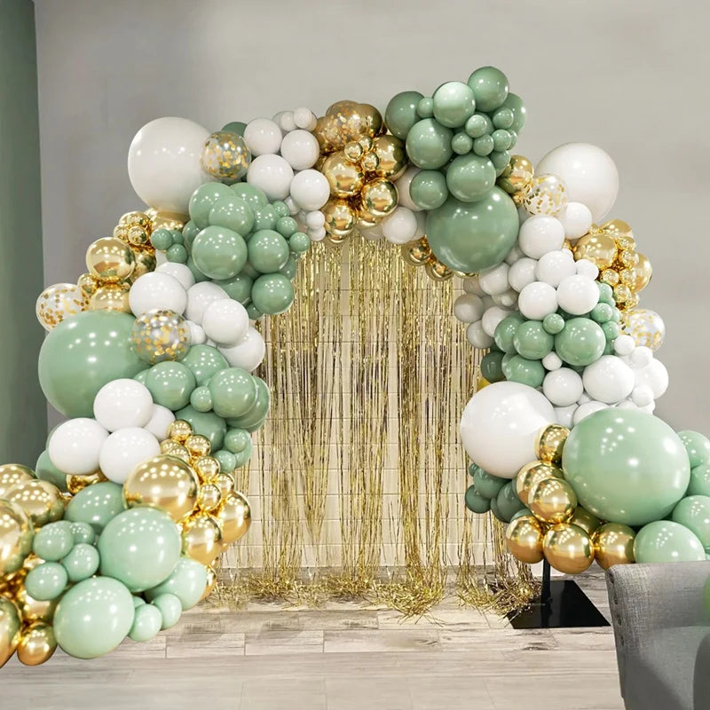 Green Balloon Garland Arch Kit Jungle Safari Party Baloon Birthday Party Decor Kids Baby Shower Wild One Wedding Latex Ballons