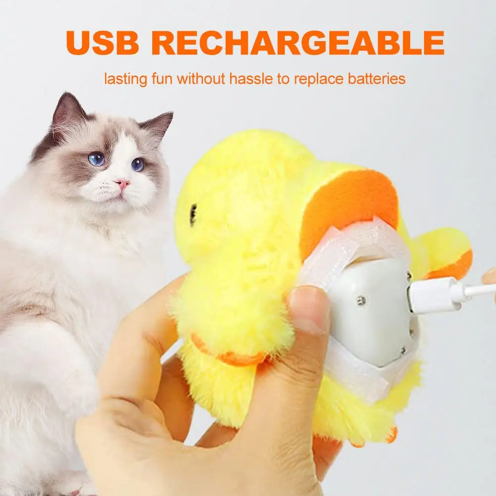 Cat Toys Flapping Quacking Duck Electric Bird Rechargeable with Catnip Touch Activated Plush Toy Kitten Toy Interactive Toys