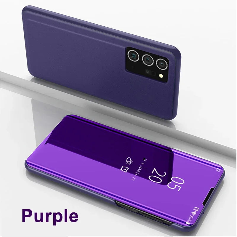 Smart View Mirror Flip Case For Samsung Galaxy A55 A35 A25 A05S A14 A54 A34 A24 5G 4G Cover Stand Fold Capa Fundas Shell Coque