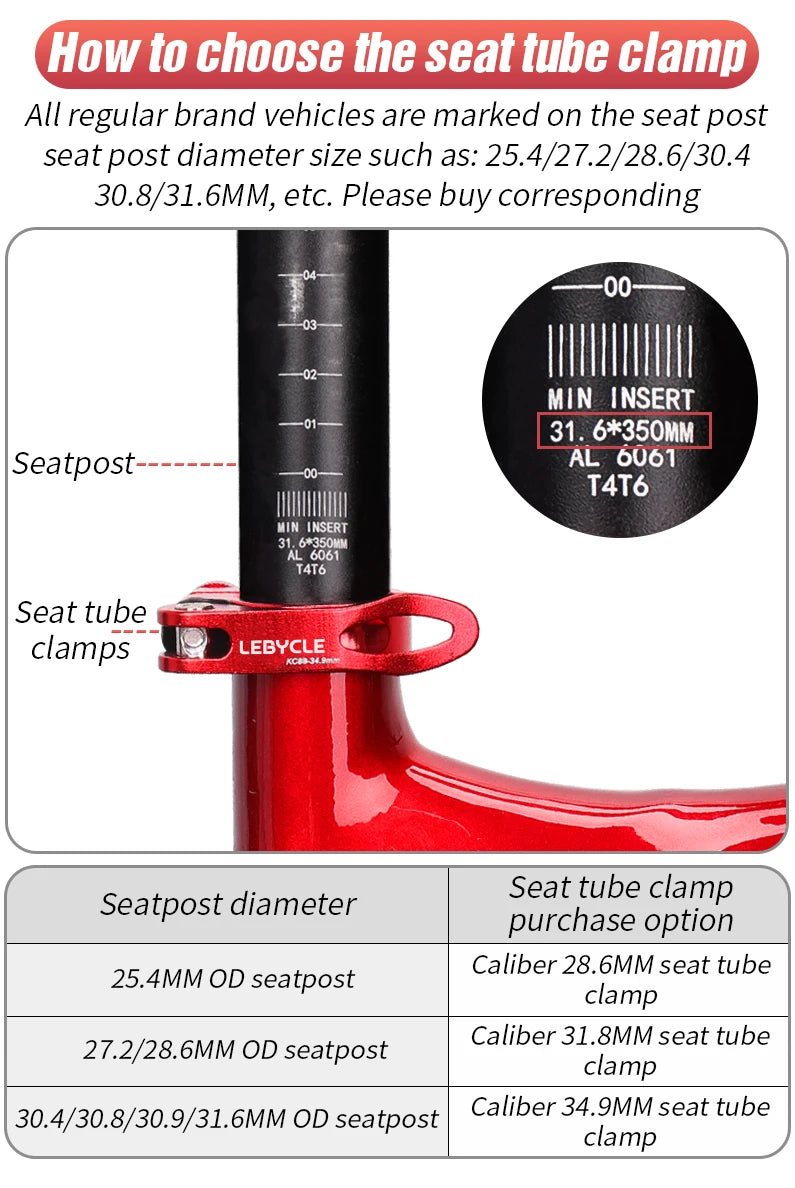 Lebycle Road Bike Aluminum Ultralight Quick Release Bicycle Seat Post Clamp BIKE SEAT PILLAR QUICK RELEASE