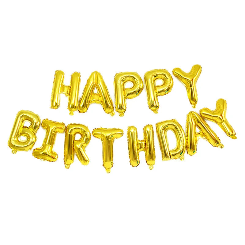 Multi-colored HAPPY BIRTHDAY Letters Foil Balloons Set Banner Heart Balloon Latex Confetti Balloon Birthday Party Decor Supplies