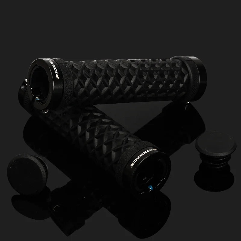 RIDERACE Bicycle Handlebar Grips Soft Rubber MTB Mountain Bike Lock on Handle Bar Cover Shockproof Anti-Slip Ergonomic Cycling