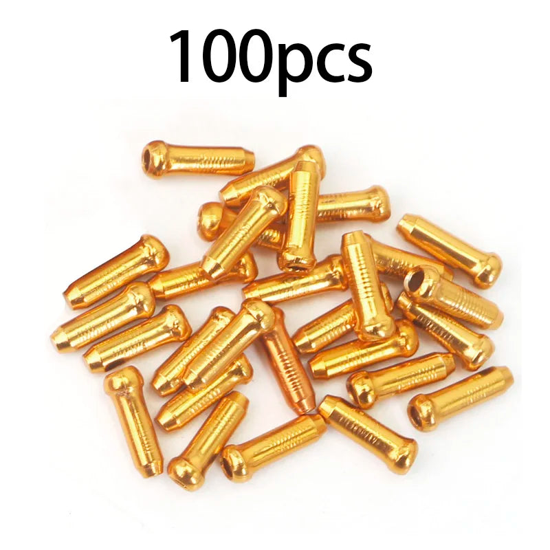 50/100pcs Bicycle Cable End Caps Aluminum Alloy Bike Brake Shifter Cable Tips Wire End Cap Multiple Colors Bike Line Core Caps
