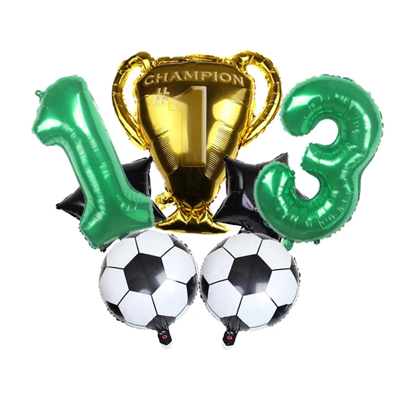 32inch Green Digital Number Foil Ballon Trophy Football Helium Balloons Kids Gifts Birthday Party Football theme Decoration