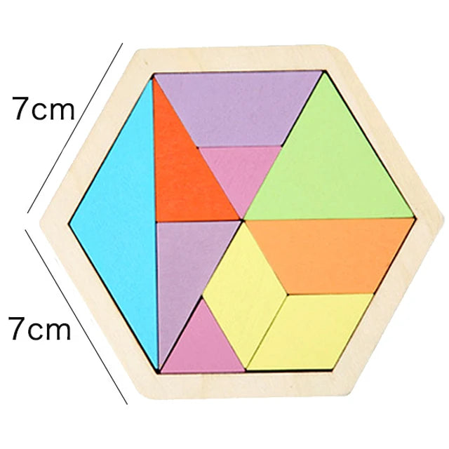 Montessori Wooden Toys 3D Jigsaw Puzzle Tangram Math Toys Baby Hand Grasp Board Shape Match Puzzle Educational Toys for Kids