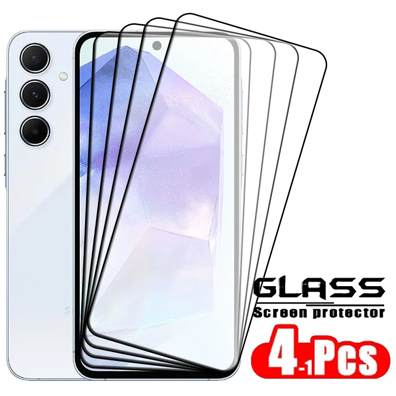 1/2/3/4PCS Full Cover Glass For Samsung A55 Glass Samsung Galaxy A55 Tempered Glass 9H Screen Protector Samsung A55 A52 A53 A54