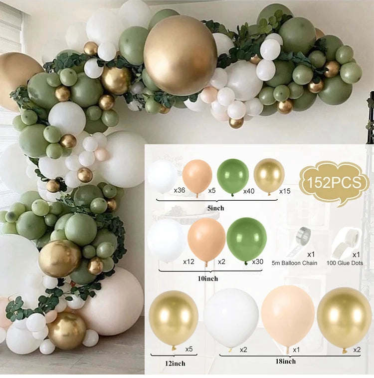 Green Balloon Garland Arch Kit Jungle Safari Party Baloon Birthday Party Decor Kids Baby Shower Wild One Wedding Latex Ballons