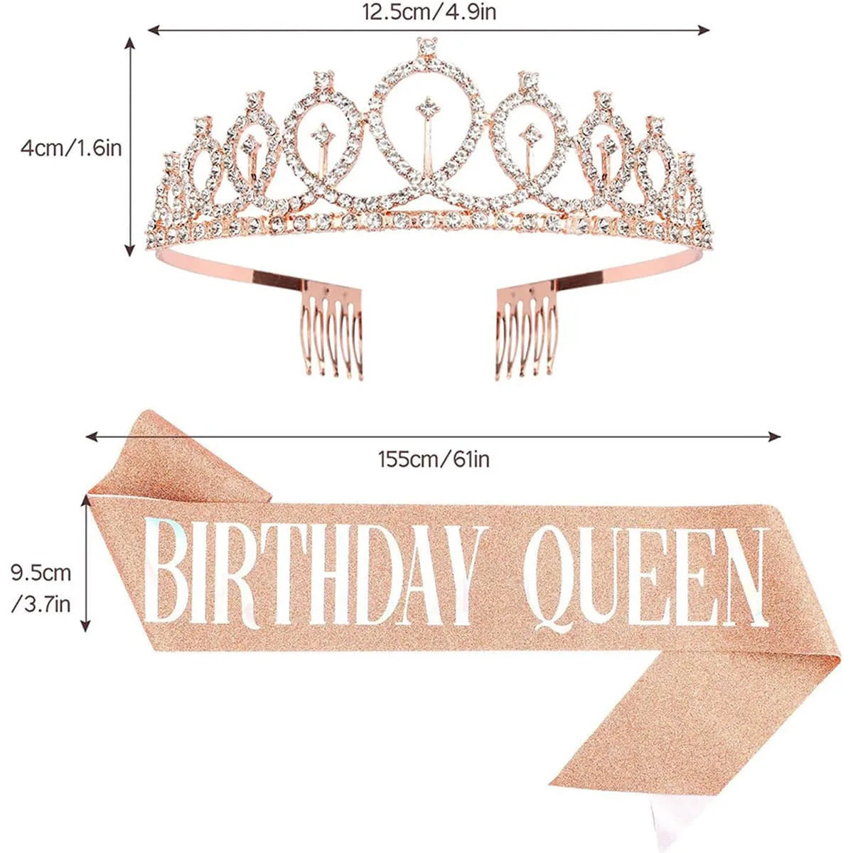 2pcs "Birthday Queen" Ribbon + Birthday crown tiara for Bachelorette Party Girls Birthday Party Decoration Party Supplies Gifts