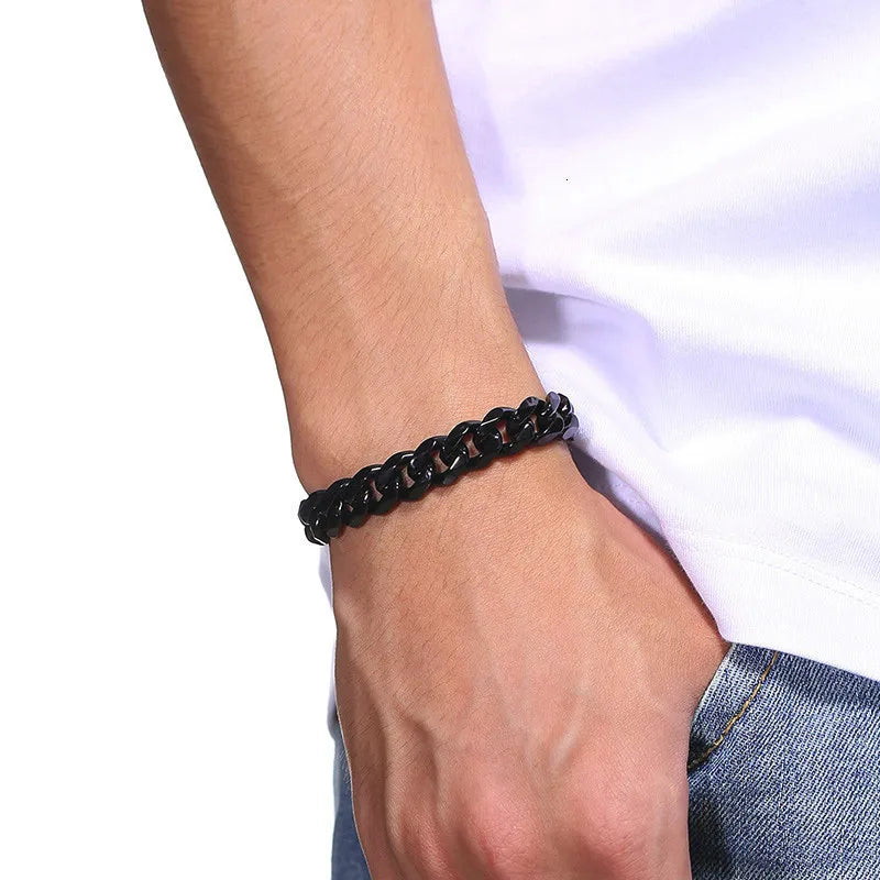 316L Stainless Steel Cuban Chain Bracelet for Men Women Figaro Vintage Metal Viking Kpop Pulseras Emo Cute Luxury Jewelry Gift