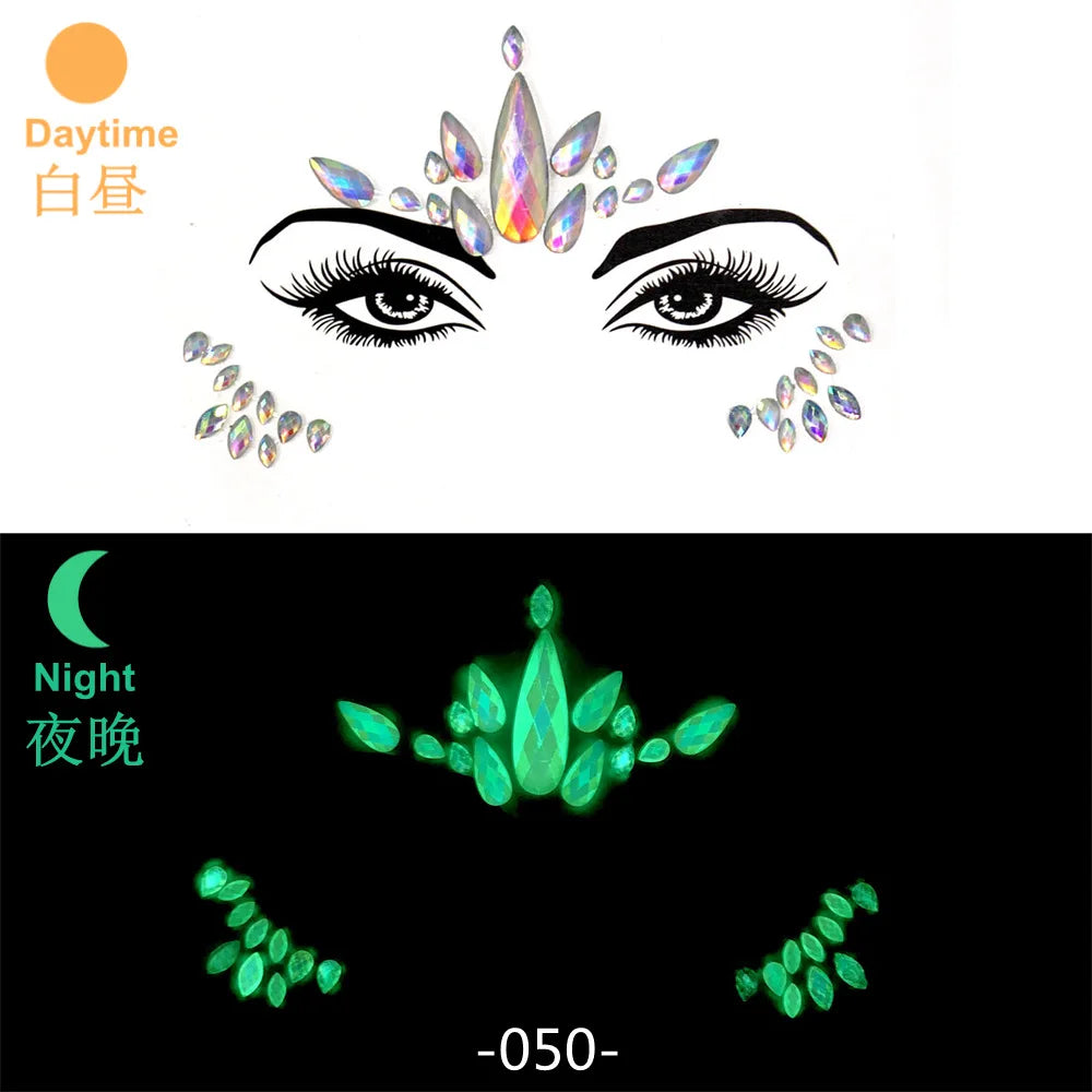 3D Rhinestone Bright Face stickers for festival Glitter Makeup Jewelry Sticker on Face crystals Gems jewels diamonds decoration