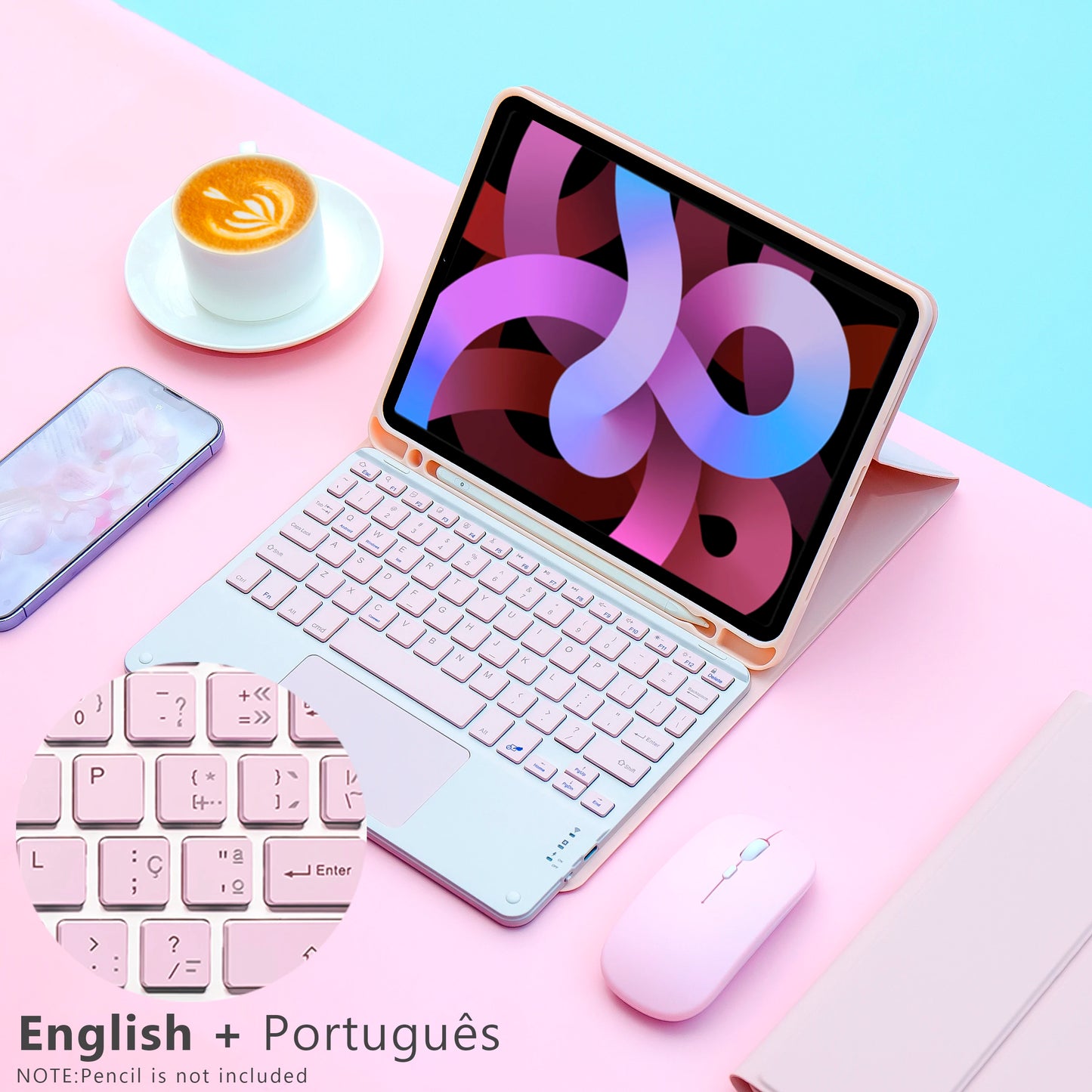 Magic keyboard Wireless Mouse For iPad 9th Generation Case 2021 iPad 10.2 7th 8th Gen Cover iPad Pro 11 2022 10th Air 5/4 Funda