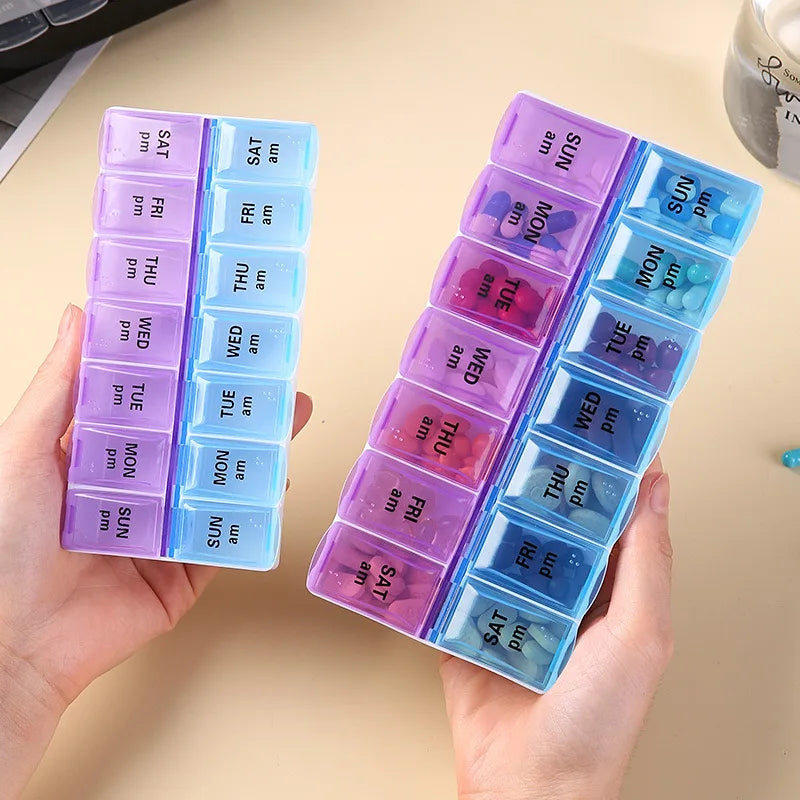 7 Days a Week Pill Organizer Morning and Night Pill Holder Storage Box Splitter Travel Medicine Organizer Portable Medicine and