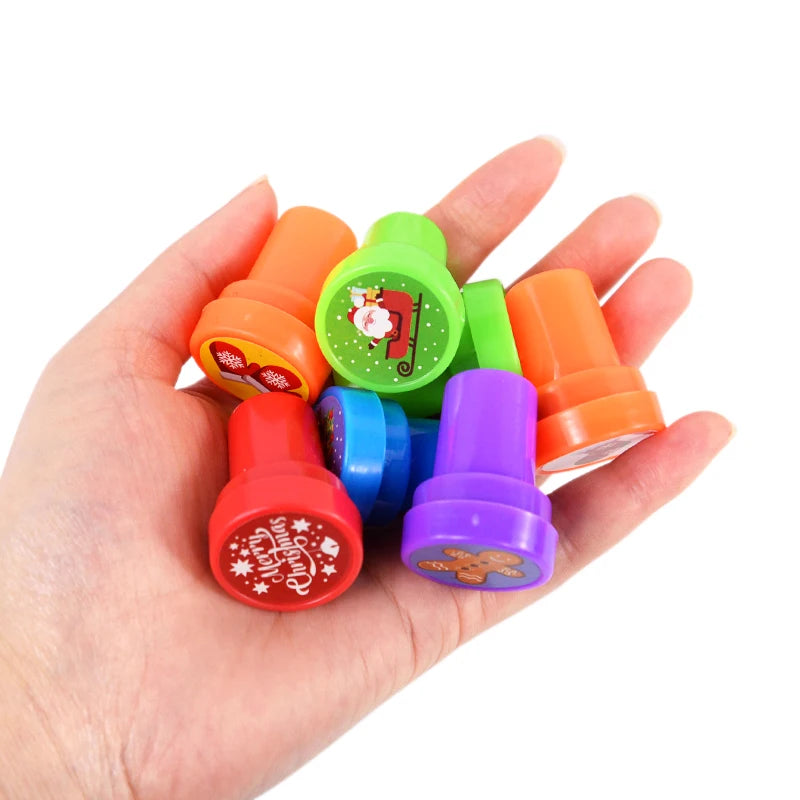10pcs Cartoon Animal Unicorn Self-ink Stamps Toy Kids Birthday Party Favors Goodie Bag Pinata Fillers Boy Girl Christmas Gift