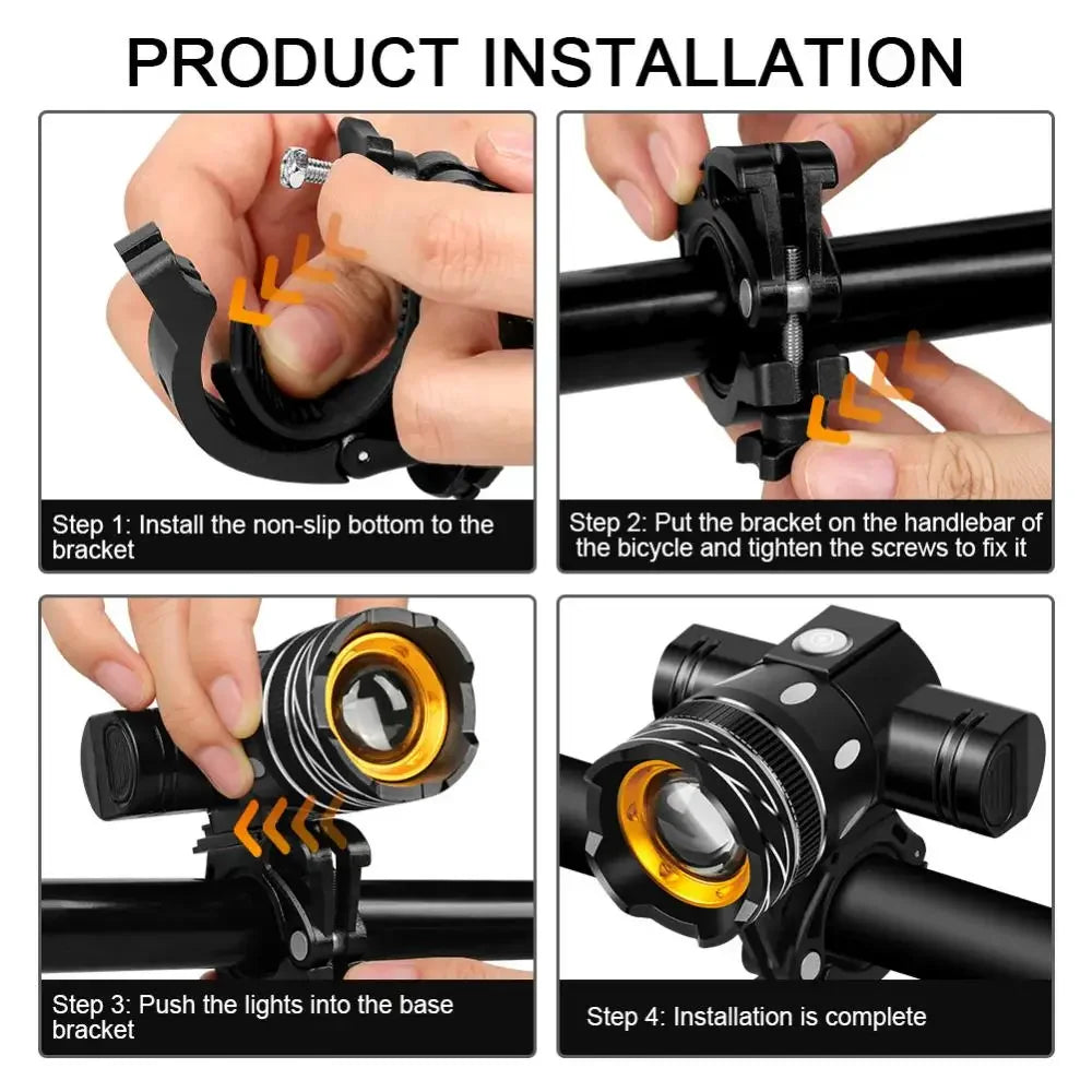 NEW T6 LED Bicycle Front Light With Taillight USB Rechargeable Lantern Zoom Bike Headlight Cycling Flashlight Bike Accessories