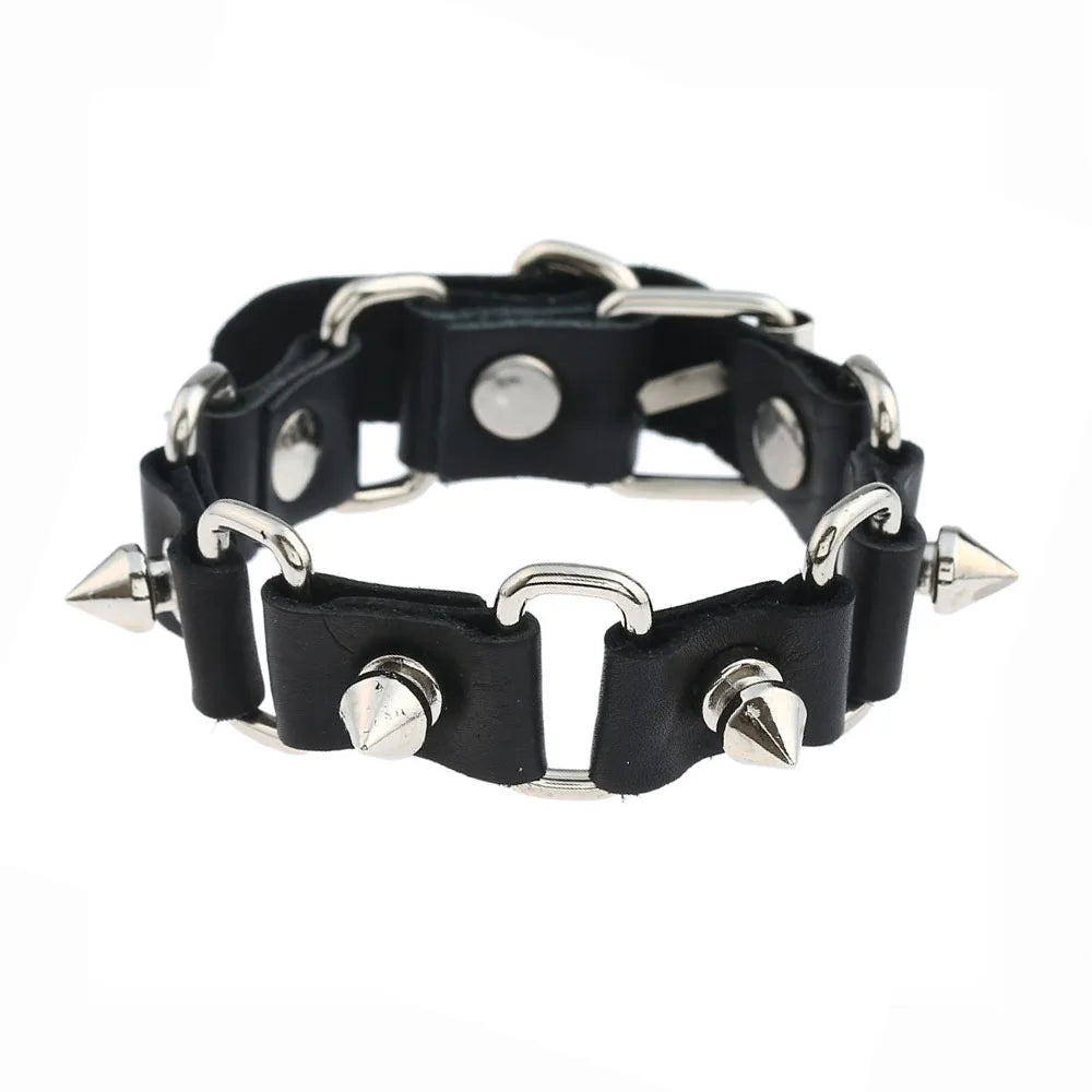 Punk Rivet Star PU Leather Bracelet For Women Men Hip Hop Gothic Dark Girl Rock Jewelry Pendant Love Chain Hip Hop Accessories