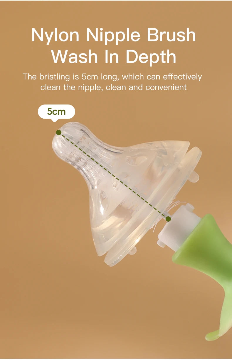 SAIDAH Simple Nylon Sponge Suction Feeding Bottle Nipple Pacifier Brush Set Water Sippy Vacuum Cup Cleaning(2 in 1)