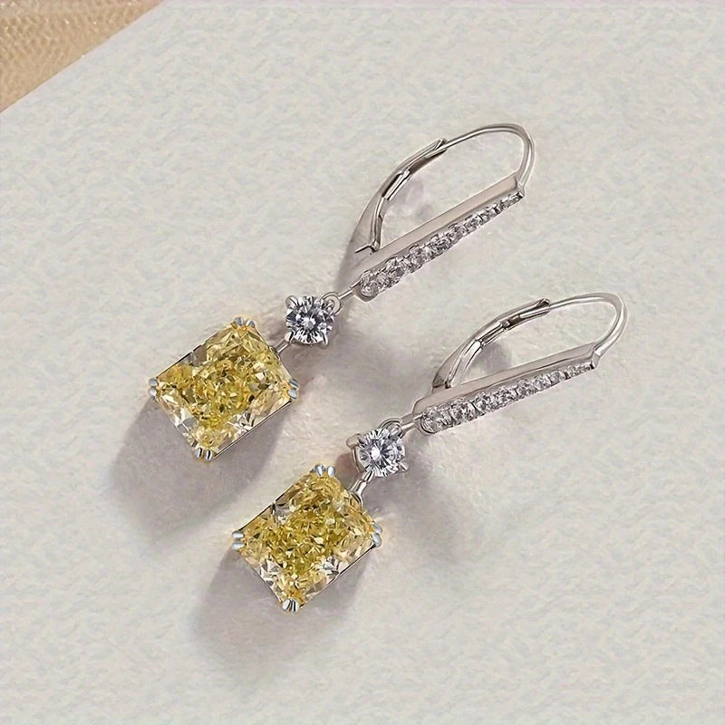 Temperament Yellow CZ Dangle Earrings for Women Modern Fashion Newly Designed Bridal Wedding Earrings Luxury Lady Jewelry