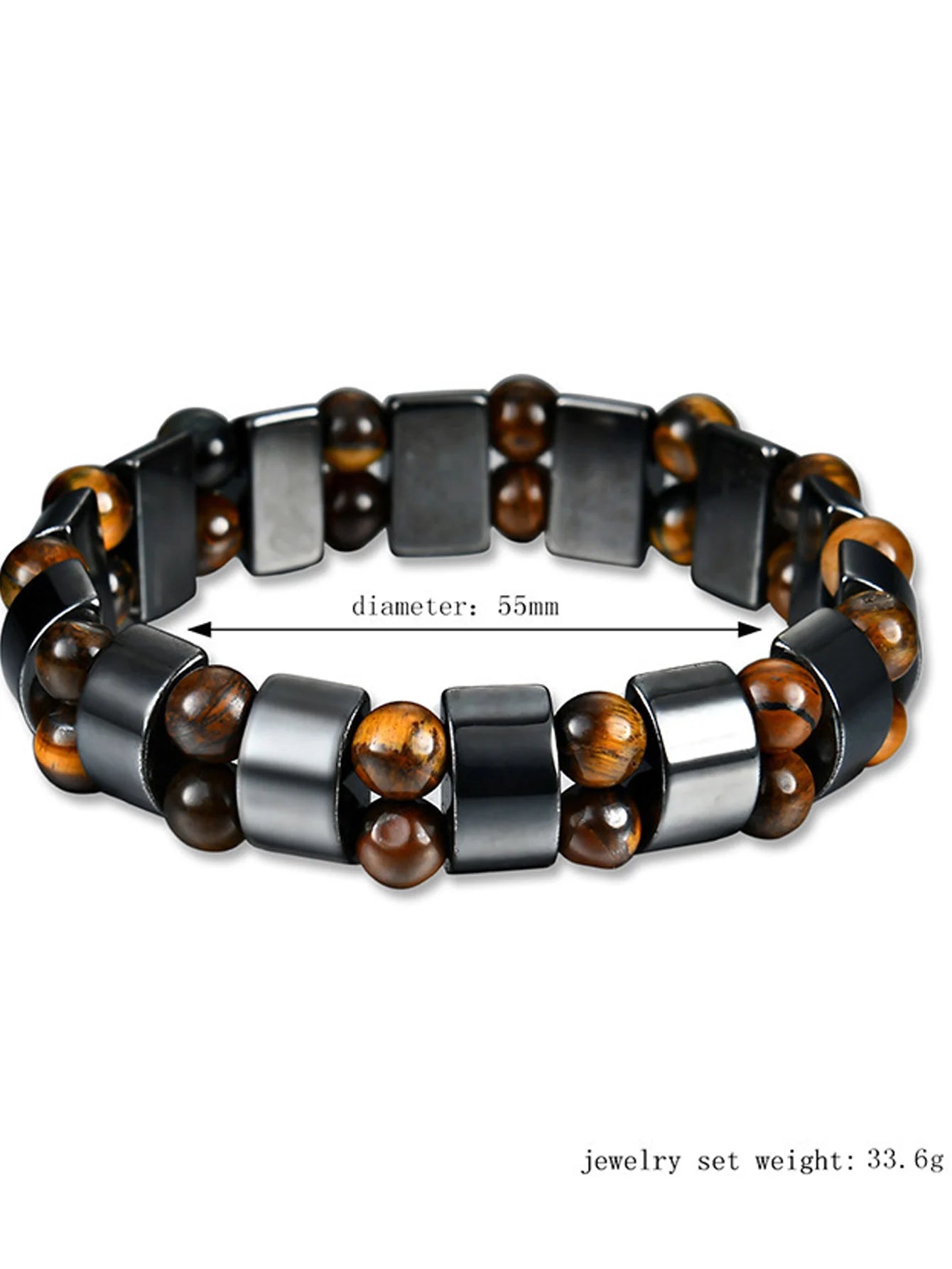 1PC Fashionable Black Gallstone Elastic Adjustable Health Energy Magnetic Therapy Hematite Bracelet for Men and Women