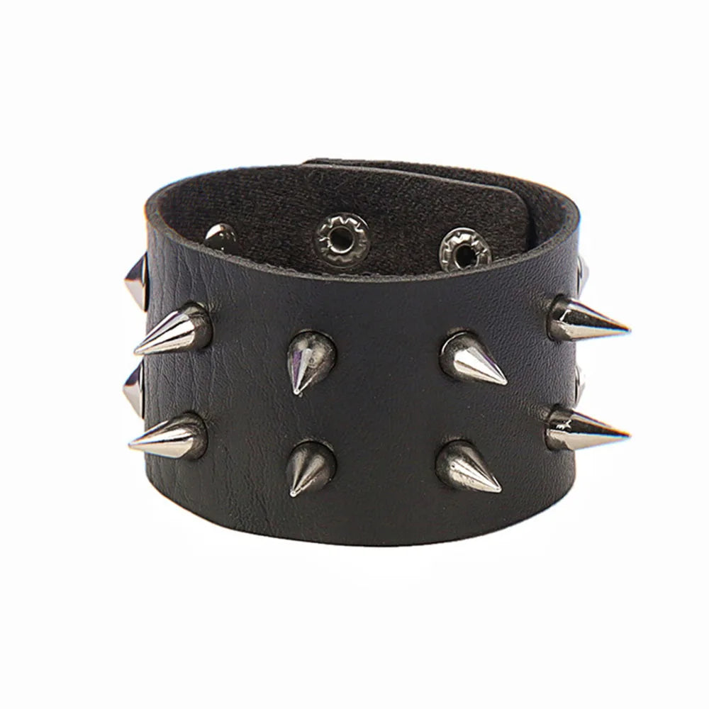 Punk Rivet Star PU Leather Bracelet For Women Men Hip Hop Gothic Dark Girl Rock Jewelry Pendant Love Chain Hip Hop Accessories