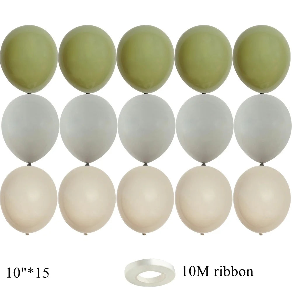 15/20PCS 10inch Vintage Balloons Retro Khaki Green Balloon Set for Wedding Anniversary Happy Birthday Party Decoration Supplies