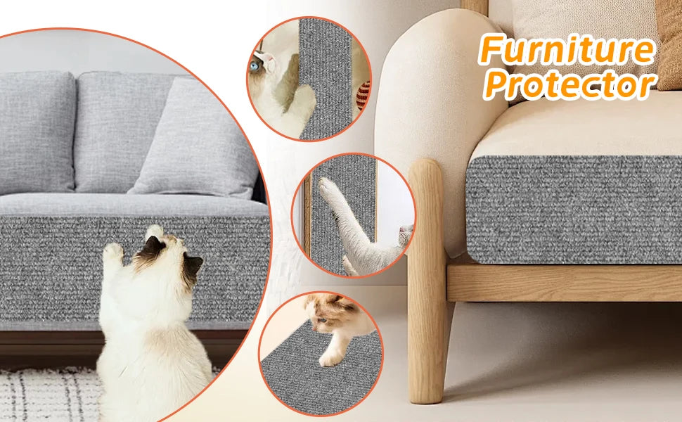Trimmable Cat Scratcher Mat, Self Adhesive Carpet Mat Pad Replacement for Cat Tree Shelves Post Couch Wall Furniture Steps DIY