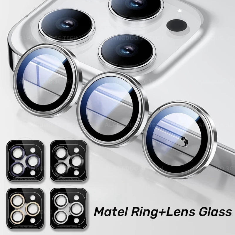 Metal Ring Lens Glass for iPhone 15 16 Pro Max 15pro Alloy Camera Protector Back Lens Film Cap Cover with Positioner