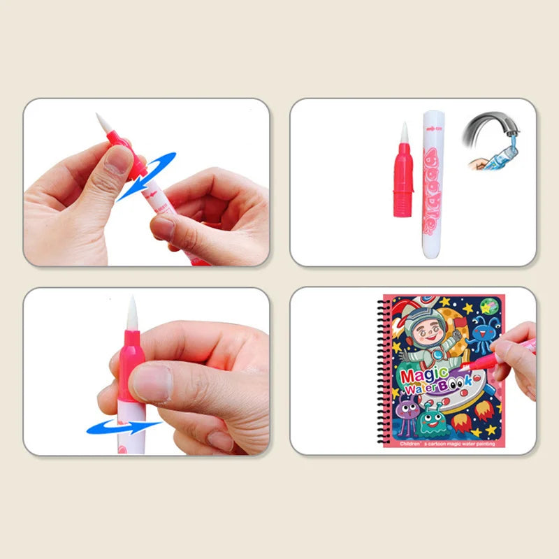 Montessori Toys Reusable Coloring Book Magic Water Drawing Book Painting Drawing Toys Sensory Early Education Toys for Children