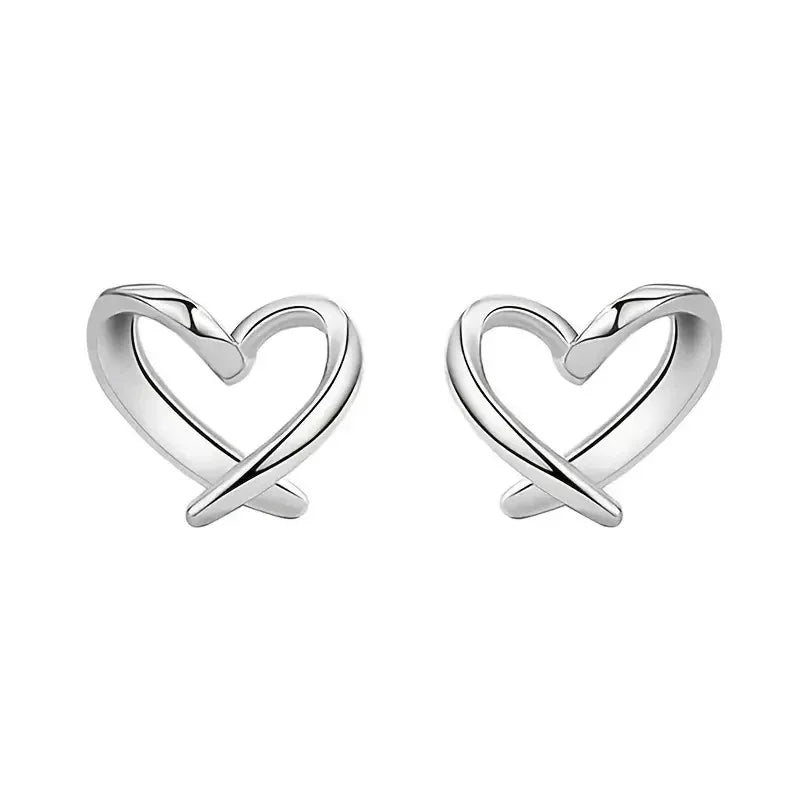 Minimalist Heart Shaped Stud Earrings for Women Glossy Neat Fresh Teens Ear Accessories Charms Daily Wear Party Jewelry