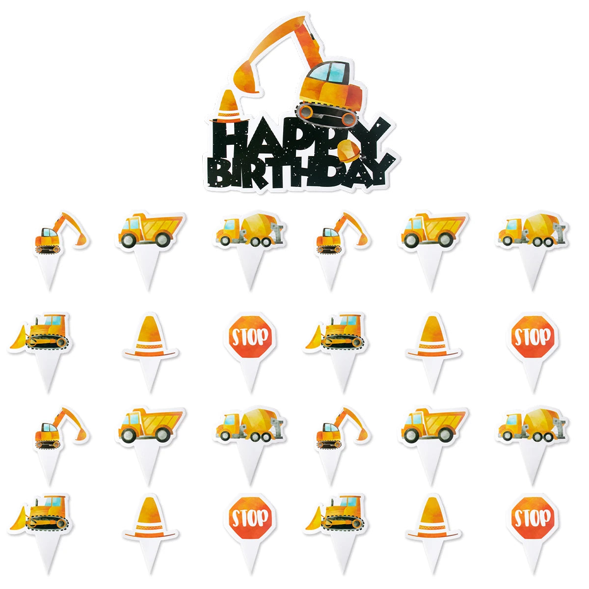 Construction Birthday Party Supplies Tractor Excavator Paper Plate Cup Birthday Banner Truck Latex Balloons For Child's Birthday