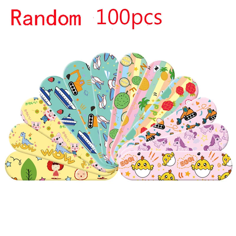 100pcs Cartoon Animal Pattern Waterproof Hemostasis Kids Band Aid Stickers Adhesive Bandage Wound Strips Plasters for Children