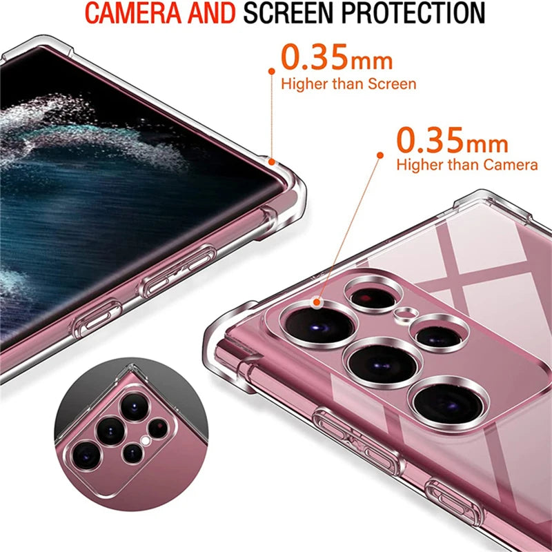 Shockproof Clear Silicone Soft Back Case For Samsung Galaxy S25 S24 S23 S22 Ultra Plus Phone Cases Covers