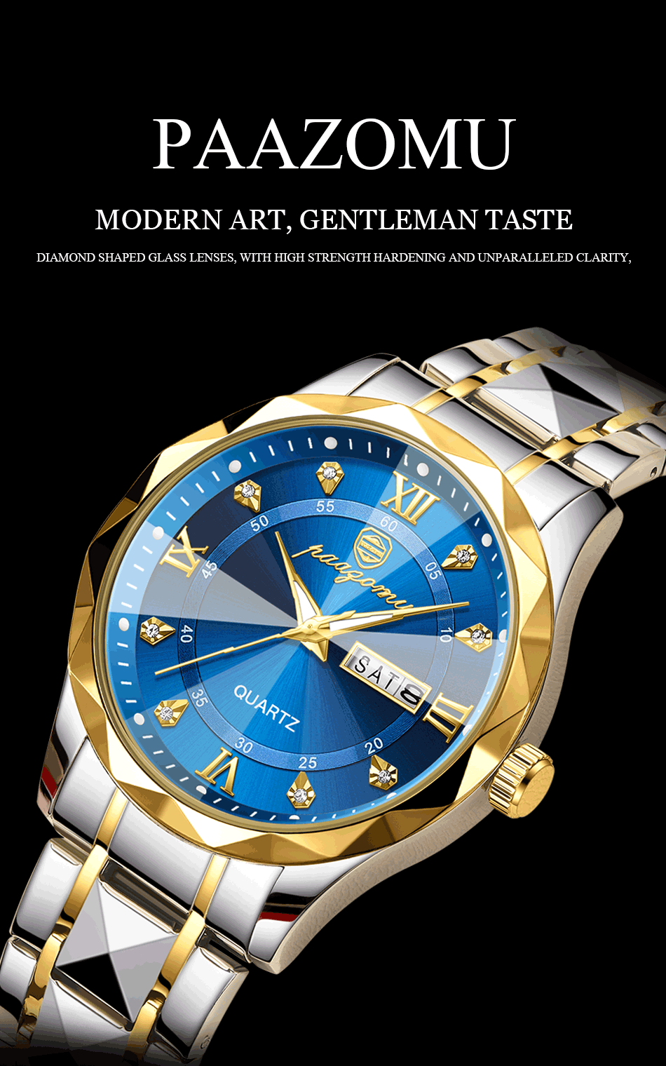 PAAZOMU Luxury Men Watches Business Top Brand Man Wristwatch Waterproof Luminous Date Week Quartz Men's Watch High Quality+Box